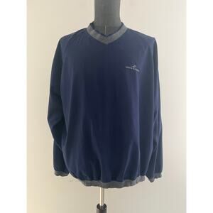 Vintage Geneva National Pullover V-Neck Windbreaker Jacket Navy Size Large SG